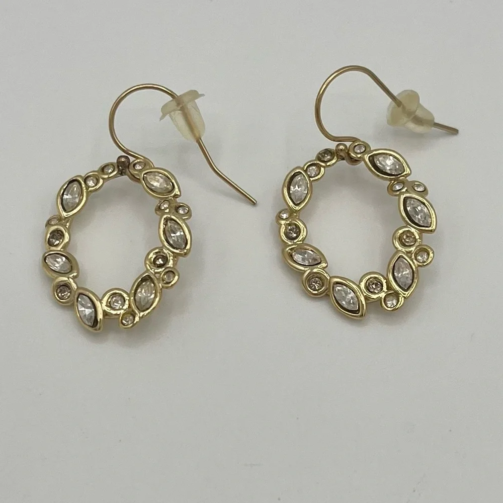 Sparkling Crystal Wreath Gold-Tone Drop Earrings